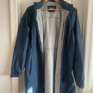 Patagonia Blue Hooded Rain Jacket